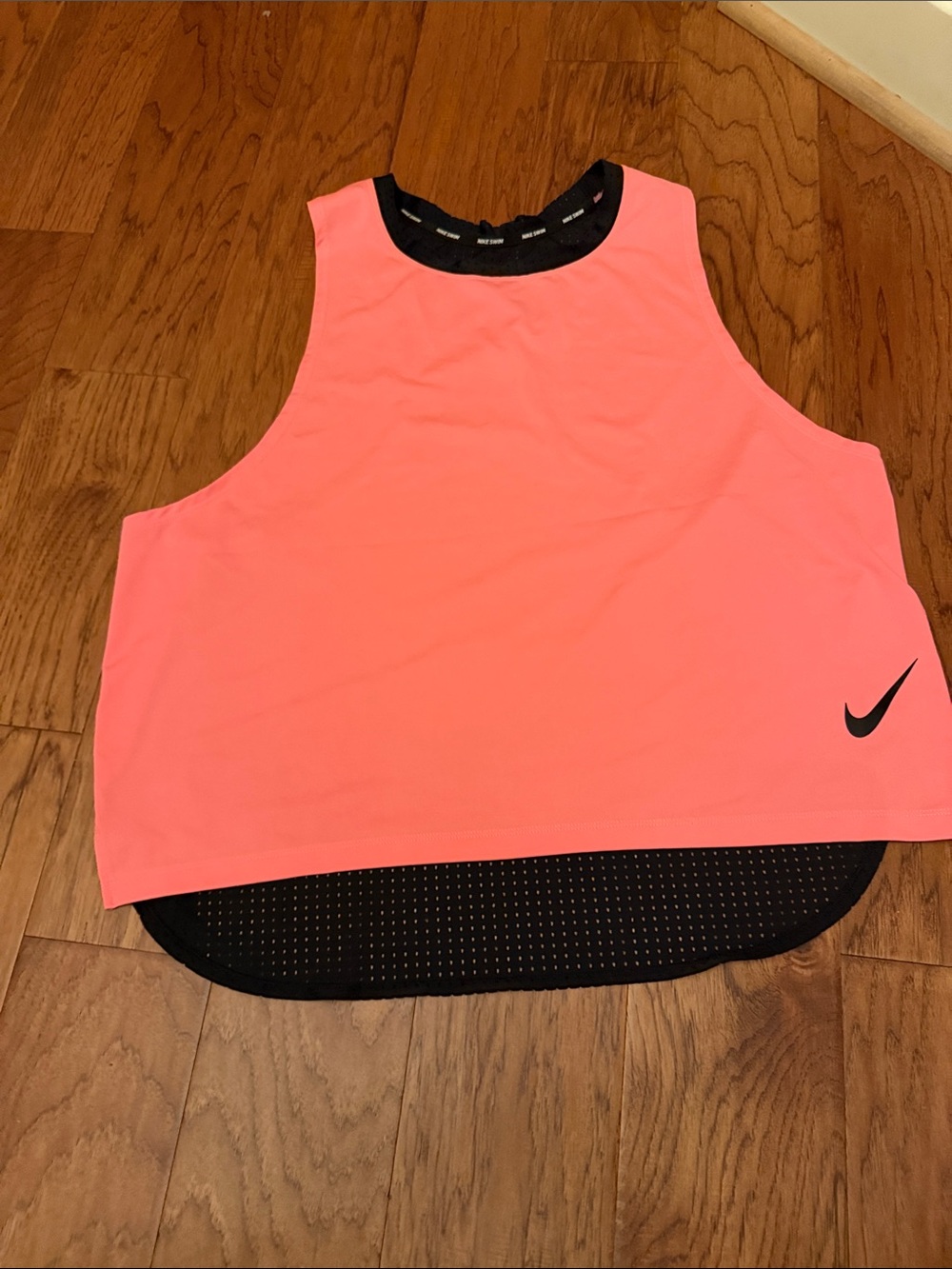 Nike Coral Pink Racerback Crop Tank with Black Trim